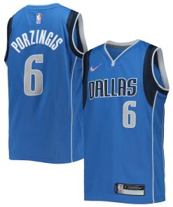 Kristaps Porzingis Dallas Mavericks Nike Youth 2021/22 Diamond Swingman Jersey - Icon Edition - Blue
