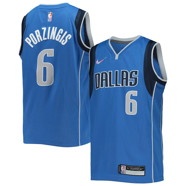 Kristaps Porzingis Dallas Mavericks Nike Youth 2021/22 Diamond Swingman Jersey - Icon Edition - Blue