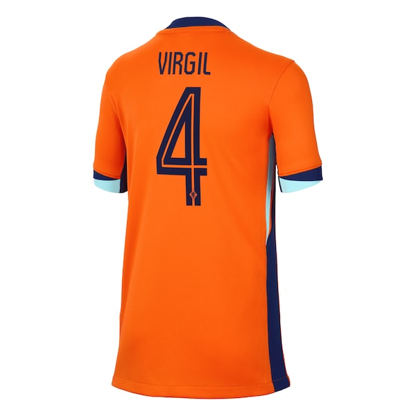 Virgil van Dijk Netherlands National Team Nike Youth 2024 Home Replica Jersey - Orange - Image 3