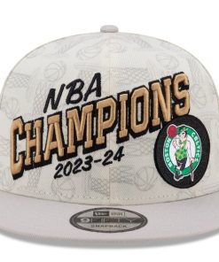 Alternative view of Boston Celtics New Era 2024 NBA Finals Champions Locker Room 9FIFTY Snapback Hat - Cream