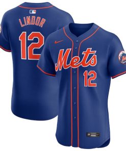 Alternative view of Francisco Lindor New York Mets Nike Alternate Elite Player Jersey - Royal