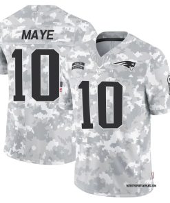 Drake Maye New England Patriots Nike 2024 Salute to Service Limited Jersey - Arctic Camo
