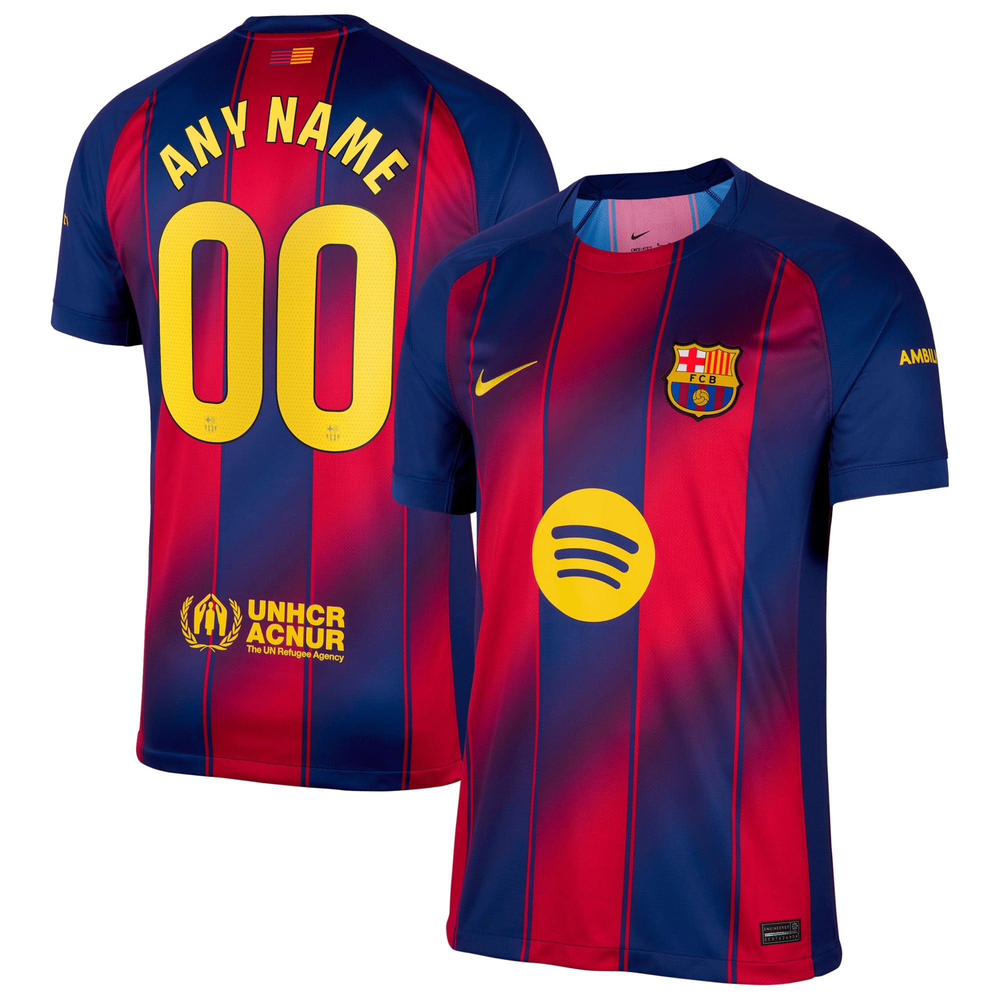 Barcelona Nike 2025/26 Away Stadium Replica Custom Jersey - Gold/Navy - Image 6