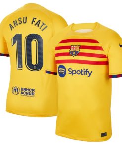 Ansu Fati Barcelona Nike Youth 2022/23 Fourth Breathe Stadium Replica Player Jersey - Yellow