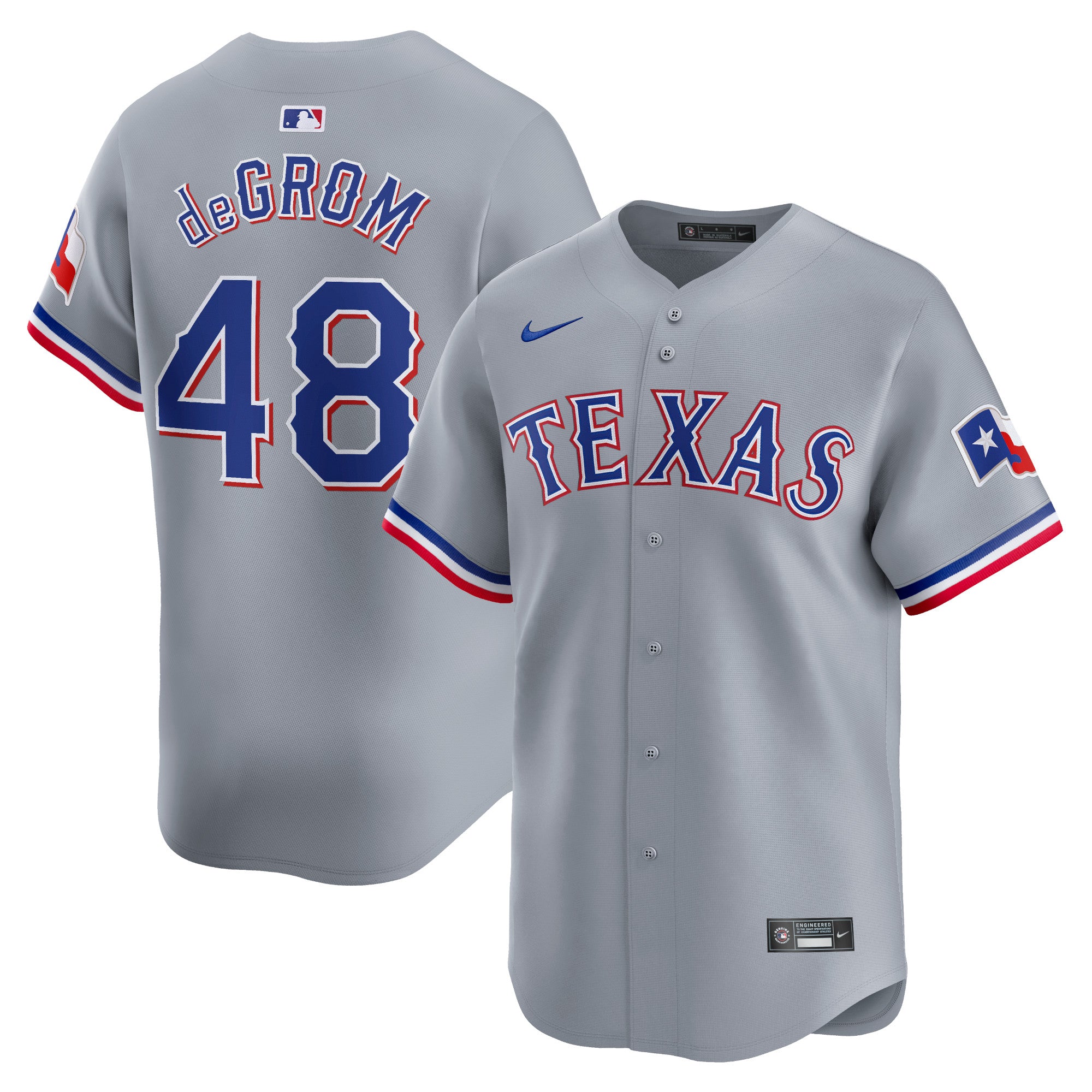 Jacob deGrom Texas Rangers Nike Home Limited Player Jersey - White/Gray - Image 6