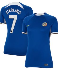 Alternative view of Raheem Sterling Chelsea Nike Women's 2023/24 Home Stadium Replica Jersey - Blue/Navy