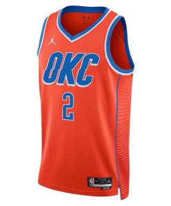 Alternative view of Shai Gilgeous-Alexander Oklahoma City Thunder Jordan Brand Unisex Swingman Jersey - Statement Edition - Orange