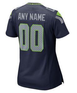 Alternative view of Seattle Seahawks Nike Women's 50th Season Team Custom Game Jersey - College Navy/Royal/Neon Green
