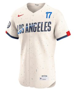 Alternative view of Shohei Ohtani Los Angeles Dodgers Nike City Connect Elite Jersey - Cream