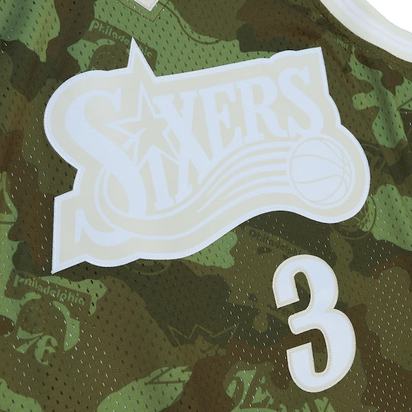 Allen Iverson Philadelphia 76ers Hardwood Classics 1997/98 Ghost Green Swingman Jersey - Camo - Image 4