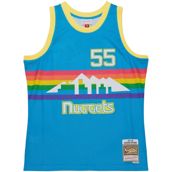 Dikembe Mutombo Denver Nuggets Hardwood Classics 1991/92 Tropical Swingman Jersey - Blue - Image 2