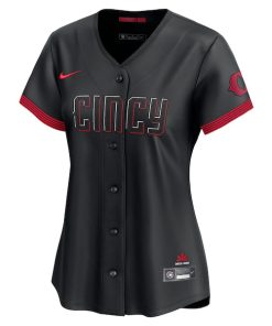 Alternative view of Cincinnati Reds Nike Women's City Connect Elite Jersey - Black