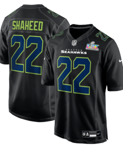 Men's Seattle Seahawks Rashid Shaheed Nike Black Super Bowl LX Patch Carbon Fashion Game Jersey