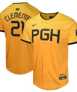 Roberto Clemente Pittsburgh Pirates Nike Youth City Connect Limited Player Jersey - Gold