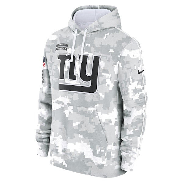 New York Giants Nike 2024 Salute to Service Club Fleece Pullover Hoodie - Arctic Camo - Image 2