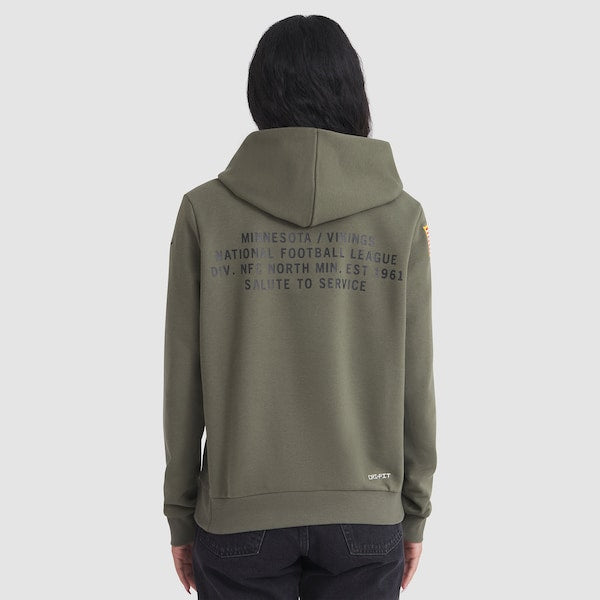 Minnesota Vikings Nike Women's 2025 Salute to Service Sideline Standard Issue Dri-FIT Hoodie - Olive - Image 2