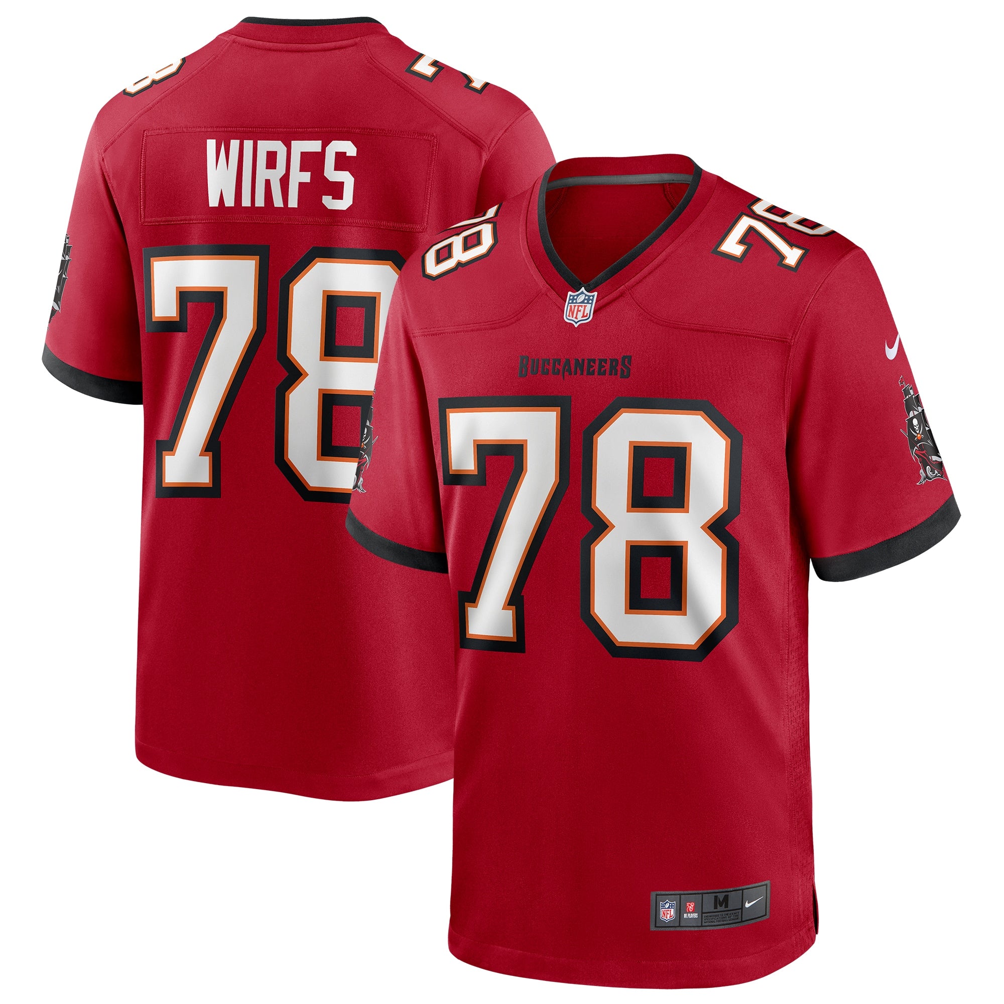 Tristan Wirfs Tampa Bay Buccaneers Nike Throwback Game Jersey - Orange/Red - Image 6