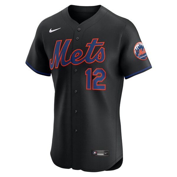 Francisco Lindor New York Mets Nike Alternate Elite Jersey - Black - Image 3