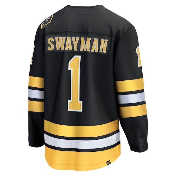Jeremy Swayman Boston Bruins Home Breakaway Player Jersey - Black - Image 3