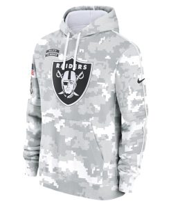 Alternative view of Las Vegas Raiders Nike 2024 Salute to Service Club Fleece Pullover Hoodie - Arctic Camo