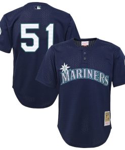 Ichiro Suzuki Seattle Mariners  Youth Cooperstown Collection?Mesh Batting Practice Jersey - Navy