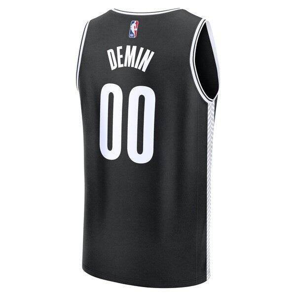 Egor Demin Brooklyn Nets 2025 NBA Draft First Round Pick Fast Break Replica Jersey - Icon Edition - Black - Image 3