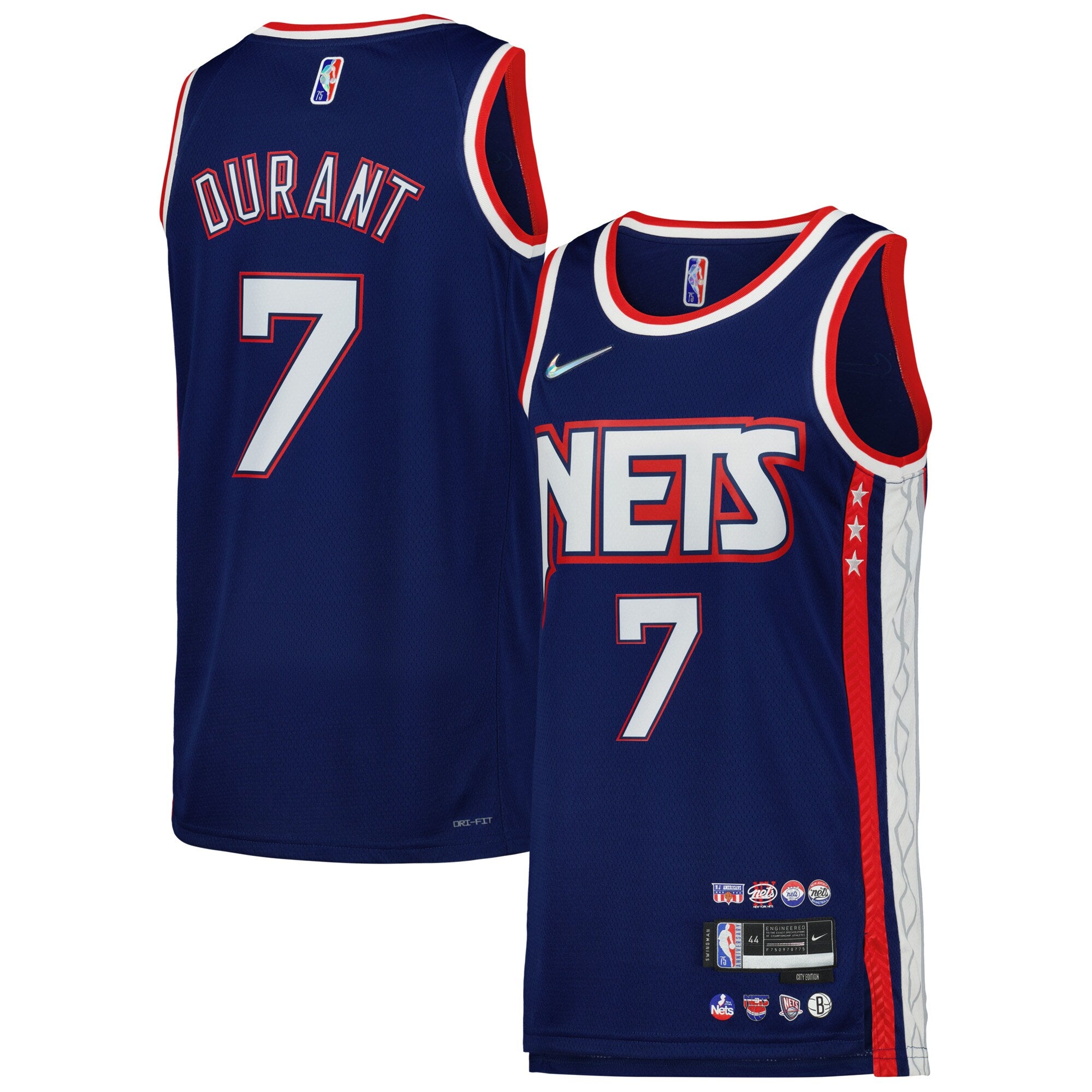 Kevin Durant Brooklyn Nets Nike Swingman Player Jersey - Statement Edition - Gray/Blue - Image 5