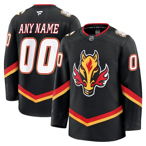 Calgary Flames Alternate Premium Custom Jersey - Black/Red/White - Image 5