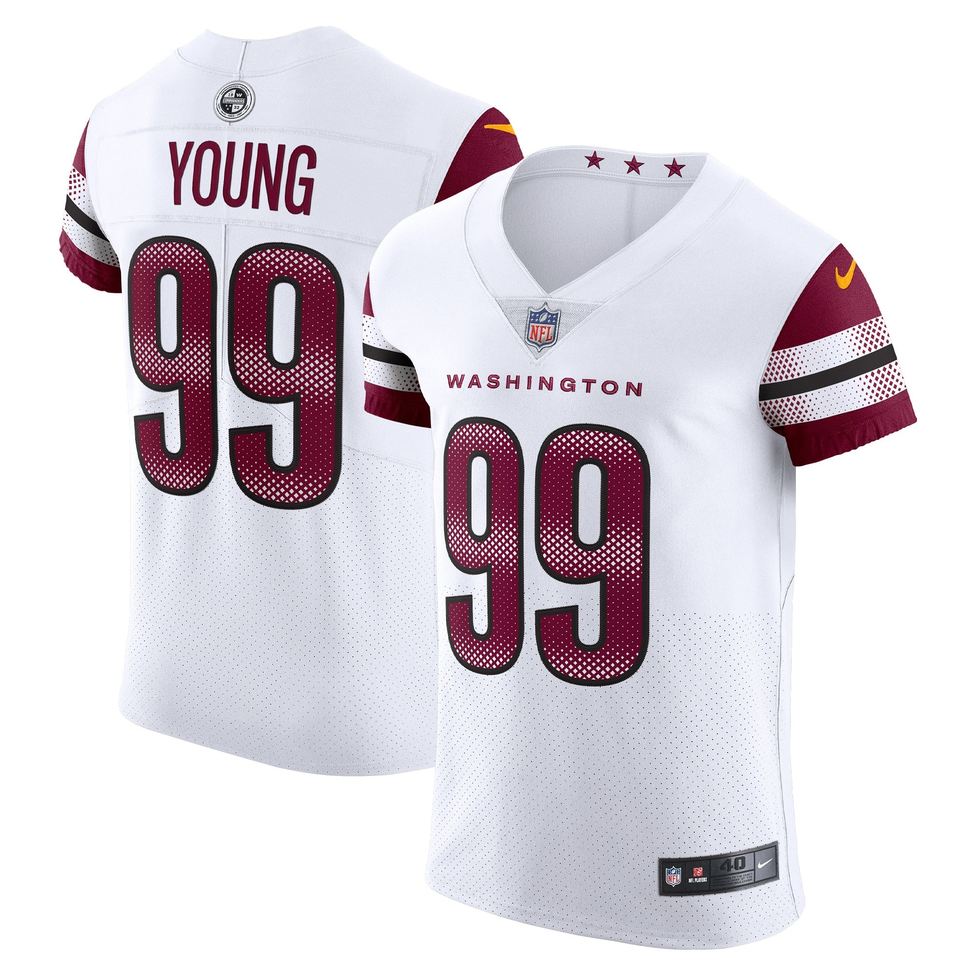 Chase Young Washington Commanders Nike Vapor Elite Jersey - Burgundy/Black/White - Image 11
