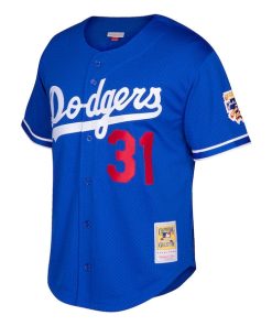 Alternative view of Mike Piazza Los Angeles Dodgers Cooperstown Collection Mesh Batting Practice Button-Up Jersey - Royal