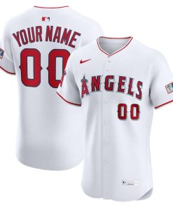 Los Angeles Angels Nike Home Elite Sponsor Patch Custom Jersey - White