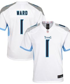 Alternative view of Cameron Ward Tennessee Titans Nike Youth White Game Jersey - White/Light Blue