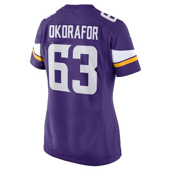 Chim Okorafor Minnesota Vikings Nike Women's Team Game Jersey - Purple - Image 3