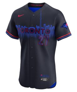 Alternative view of Vladimir Guerrero Jr. Toronto Blue Jays Nike 2024 City Connect Elite Player Jersey - Navy