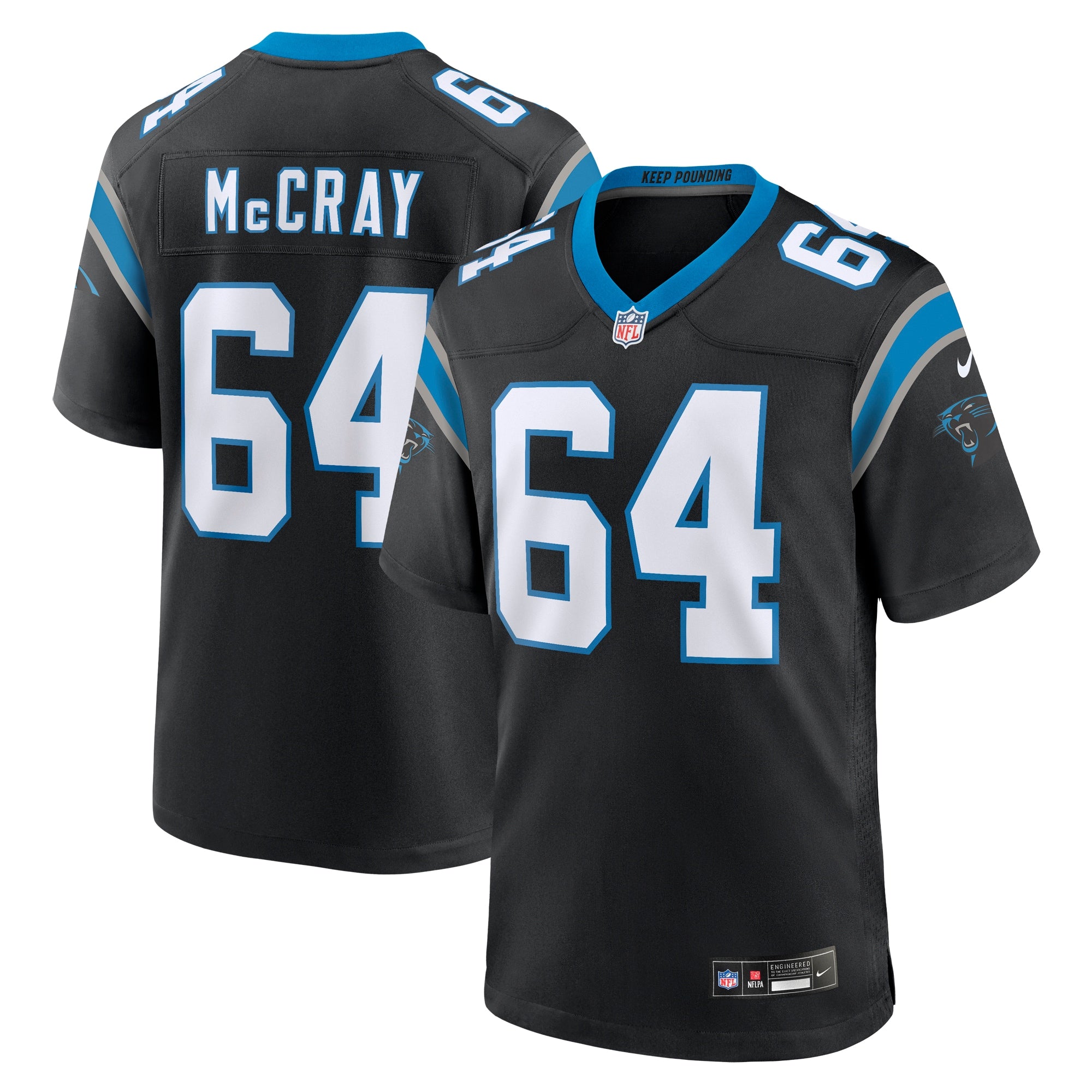 Justin McCray Carolina Panthers Nike Alternate Game Jersey - Blue/Black - Image 6