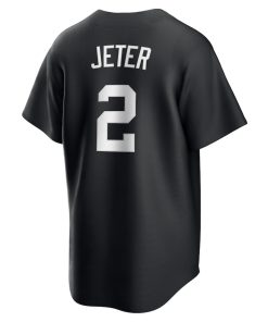 Alternative view of Men's New York Yankees Derek Jeter Nike Black Official Replica Player Jersey