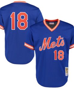 Alternative view of Darryl Strawberry New York Mets Cooperstown Mesh Batting Practice Jersey - Royal/Green