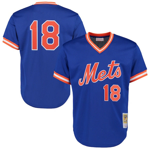 Darryl Strawberry New York Mets Cooperstown Mesh Batting Practice Jersey - Royal/Green - Image 2