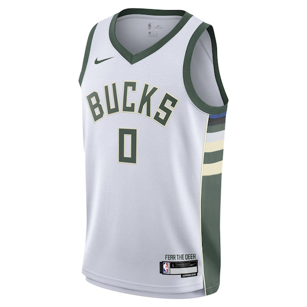 Damian Lillard Milwaukee Bucks Nike Youth Swingman Jersey - Association Edition - White - Image 2