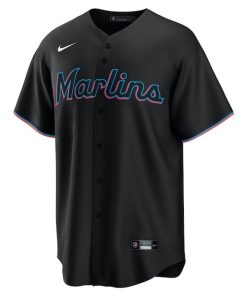Alternative view of Miami Marlins Nike Alternate Replica Team Jersey - Black
