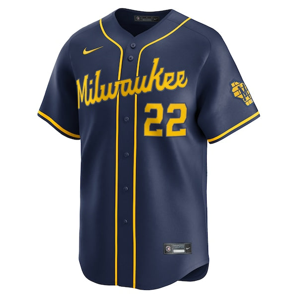 Christian Yelich Milwaukee Brewers Nike Alternate Limited Jersey - Navy - Image 2