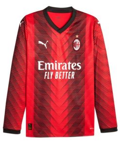Alternative view of AC Milan Puma 2023/24 Home Replica Long Sleeve Jersey - Red