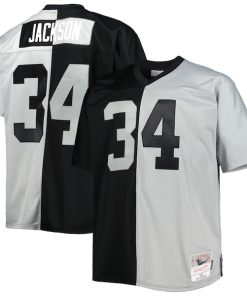 Bo Jackson Las Vegas Raiders Big & Tall Split Legacy Retired Player Replica Jersey - Black/Silver