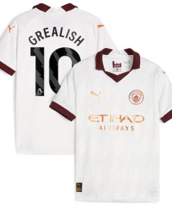 Jack Grealish Manchester City Puma Youth 2023/24 Away Replica Jersey - White