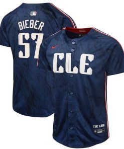 Shane Bieber Cleveland Guardians Nike Youth 2024 City Connect Limited Jersey - Navy