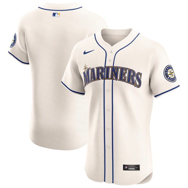 Seattle Mariners Nike Alternate Vapor Premier Elite Patch Jersey - Cream - Image 2