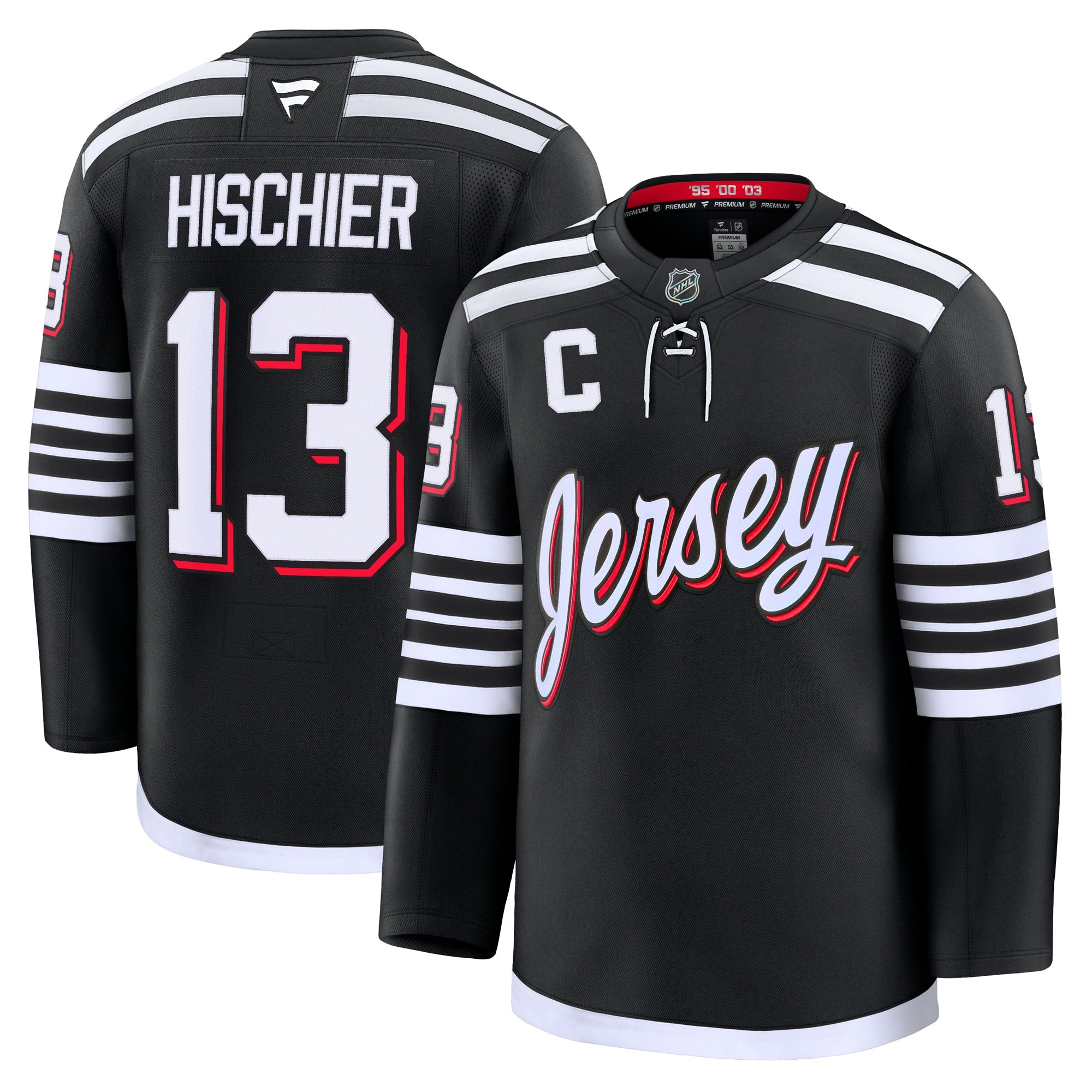 Nico Hischier New Jersey Devils Away Premium Jersey - White/Black/Red - Image 7