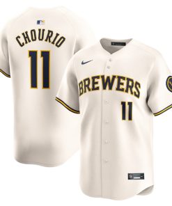 Jackson Chourio Milwaukee Brewers Nike Home Limited Player Jersey - Cream
