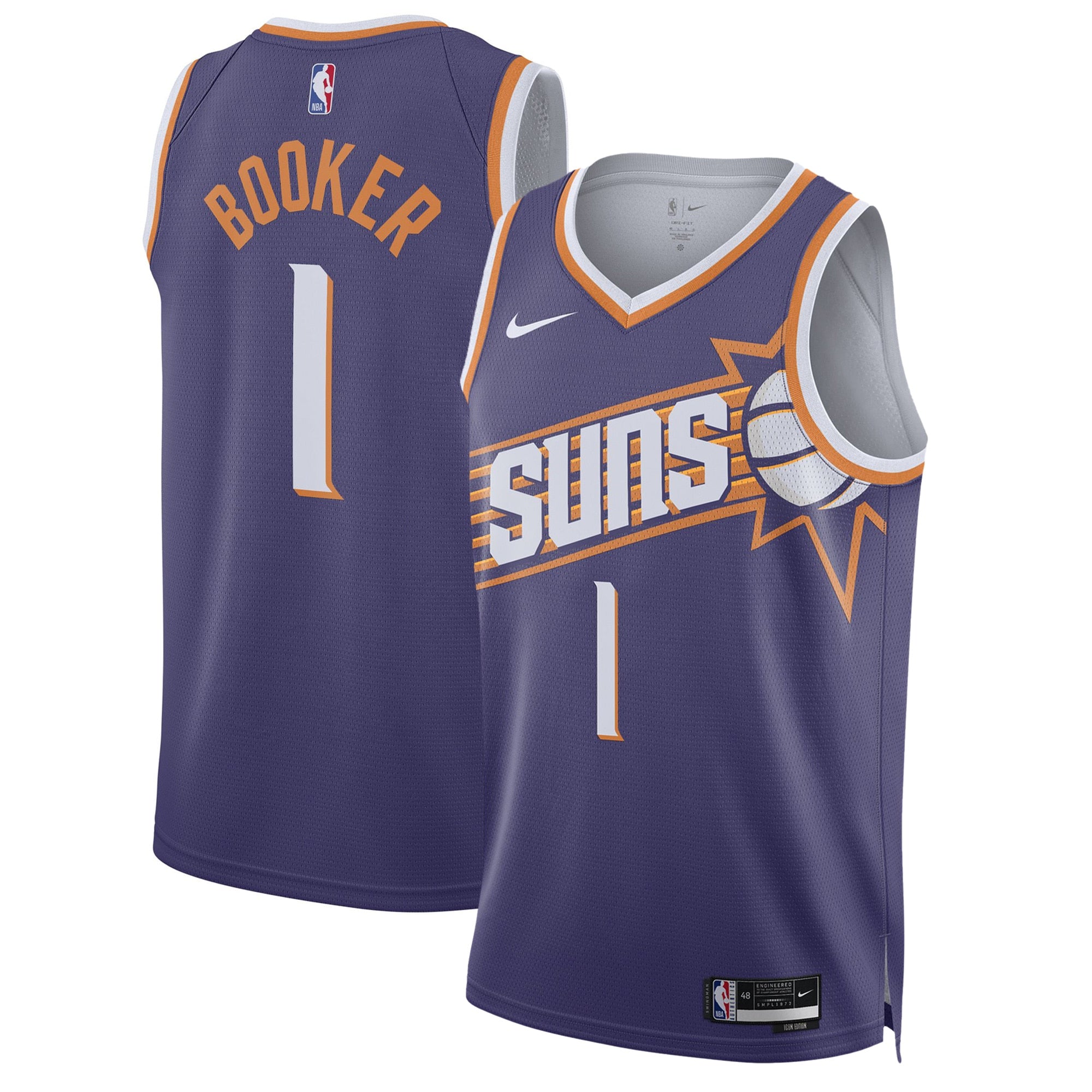 Devin Booker Phoenix Suns Nike Unisex Swingman Jersey - Association Edition - White/Purple - Image 6