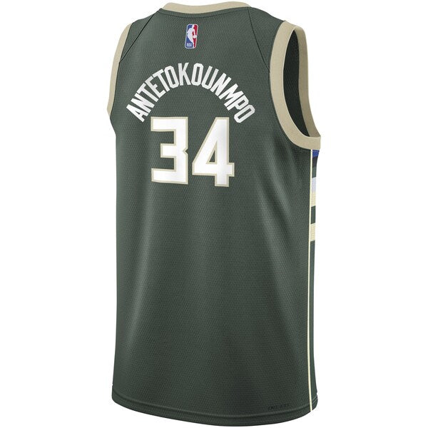 Giannis Antetokounmpo Milwaukee Bucks Nike Youth Swingman Jersey - Icon Edition - Hunter Green - Image 3